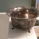 Tarnished silver bowl